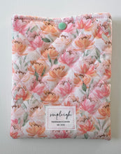 Load image into Gallery viewer, Quilted E-Reader Sleeve - Peach Peony