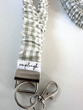 Load image into Gallery viewer, Sage Gingham Scrunchie Lanyard