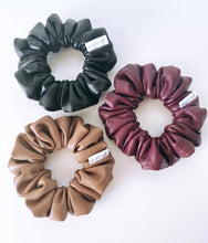 Load image into Gallery viewer, Bad-Ass Black Vegan Leather Scrunchie