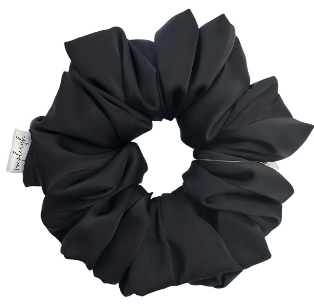 Black Silky Satin XL Scrunchie