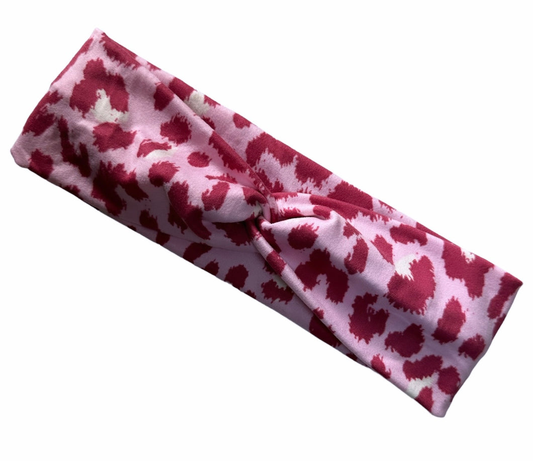 Pink Leopard Twist Headband