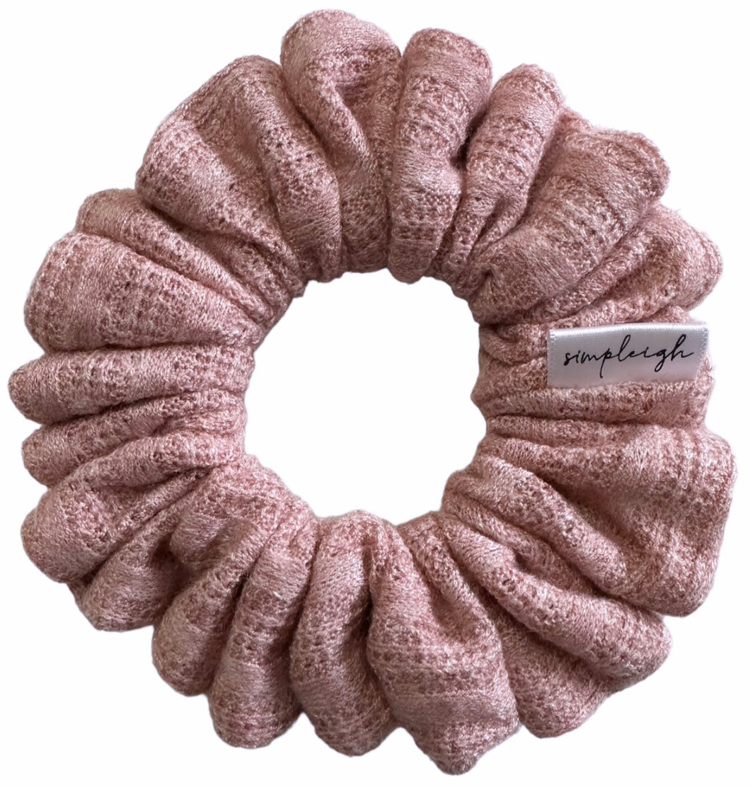 Rose Cashmere Cable Knit Scrunchie - CLEARANCE