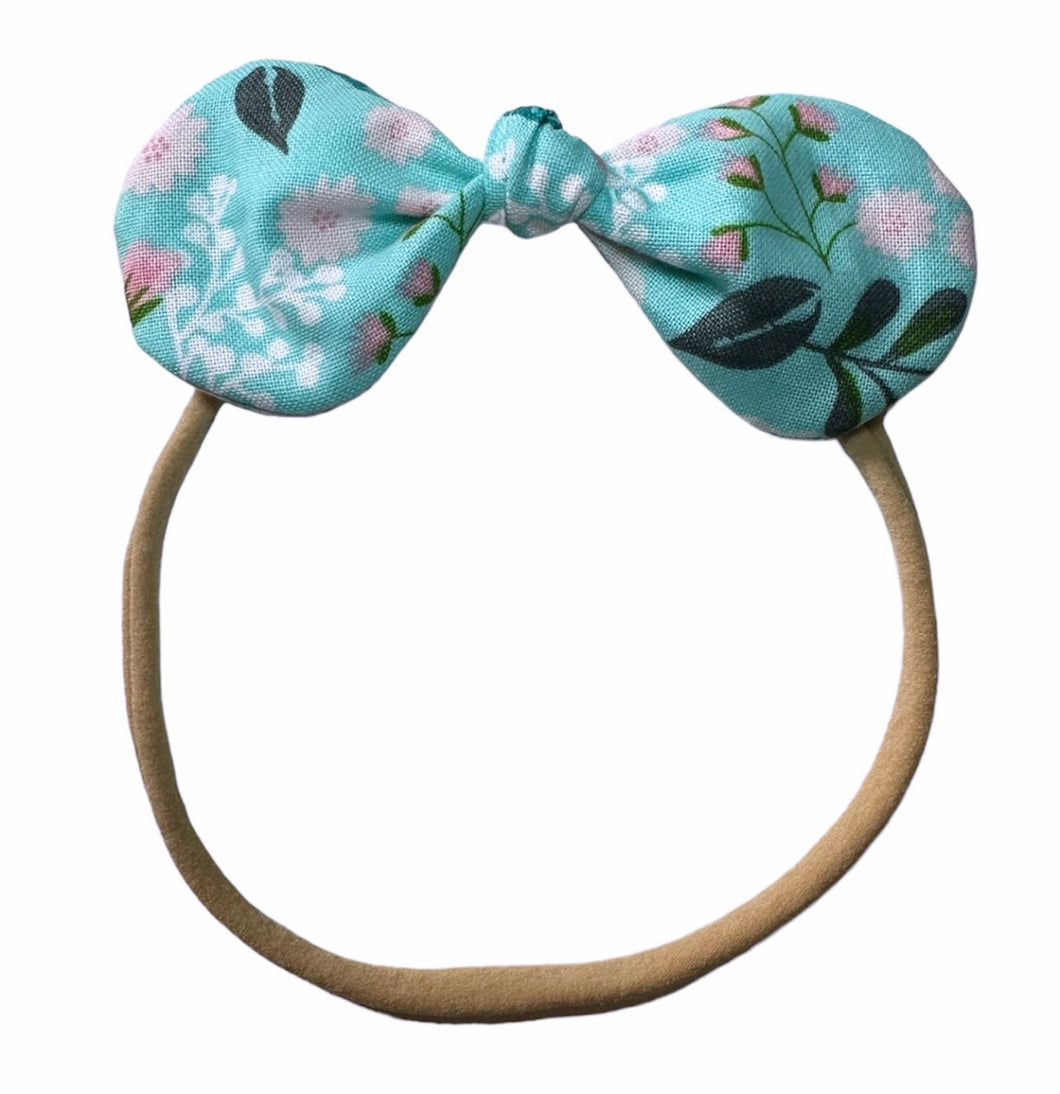 Turquoise Floral Knot Bow Headband