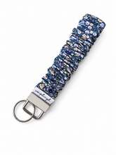 Load image into Gallery viewer, Scrunchie Key Wristlet - Navy Blossom
