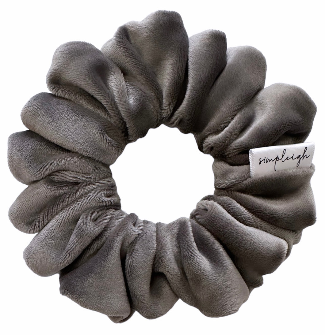 Charcoal Grey Velour Scrunchie