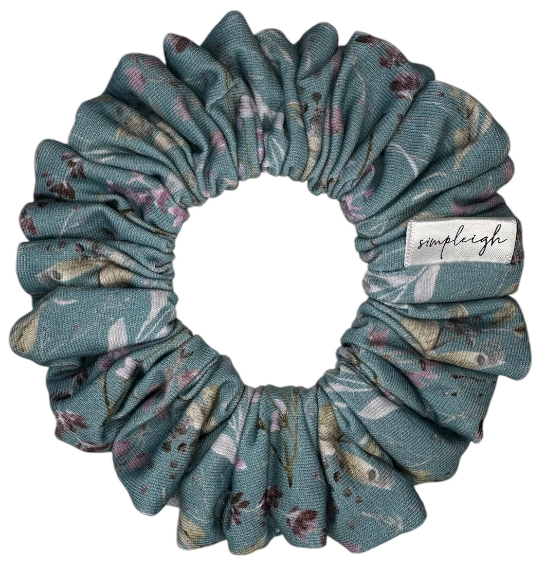 Teal Wild Flowers Scrunchie