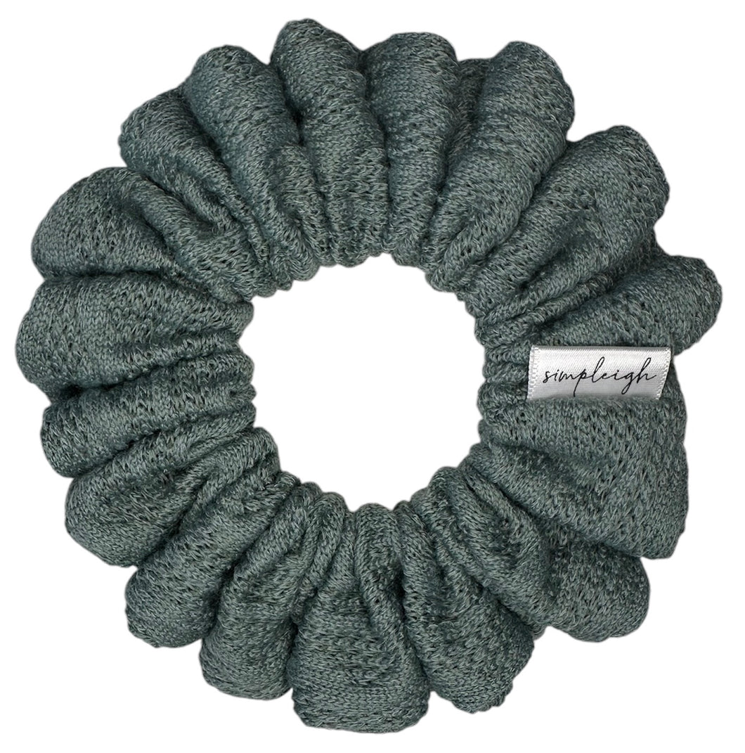 Dusty Teal Cable Knit Scrunchie