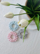 Load image into Gallery viewer, Powder Blue Gingham Scrunchie

