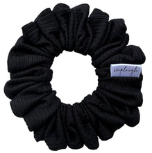 Load image into Gallery viewer, Black Bamboo Ribbed Scrunchie
