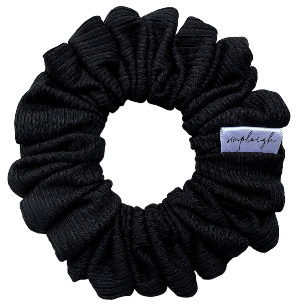 Black Bamboo Ribbed Scrunchie