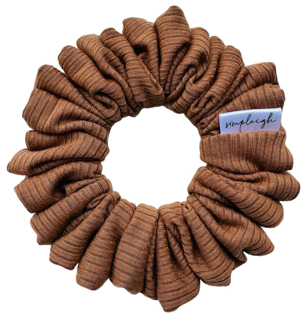 Camel Bamboo Ribbed Scrunchie - CLEARANCE