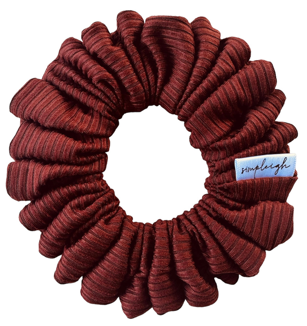 Cognac Bamboo Ribbed Scrunchie - CLEARANCE