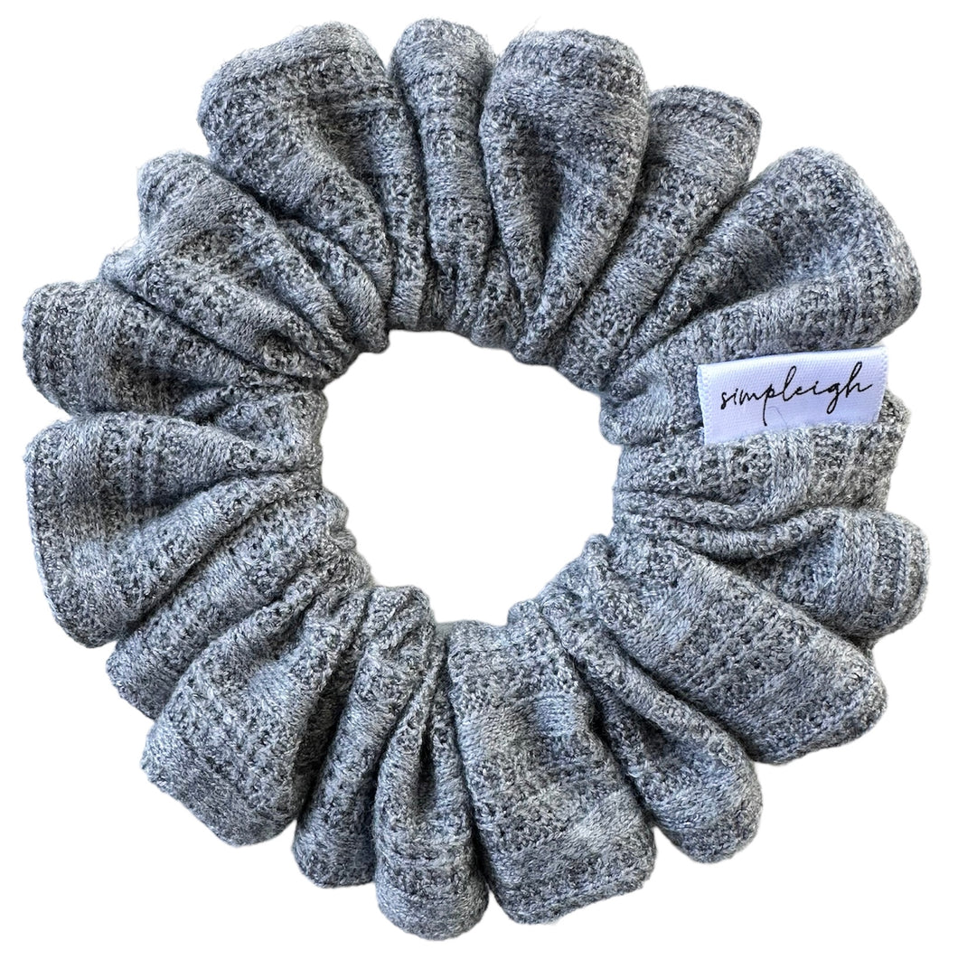 Grey Cashmere Cable Knit Scrunchie - CLEARANCE