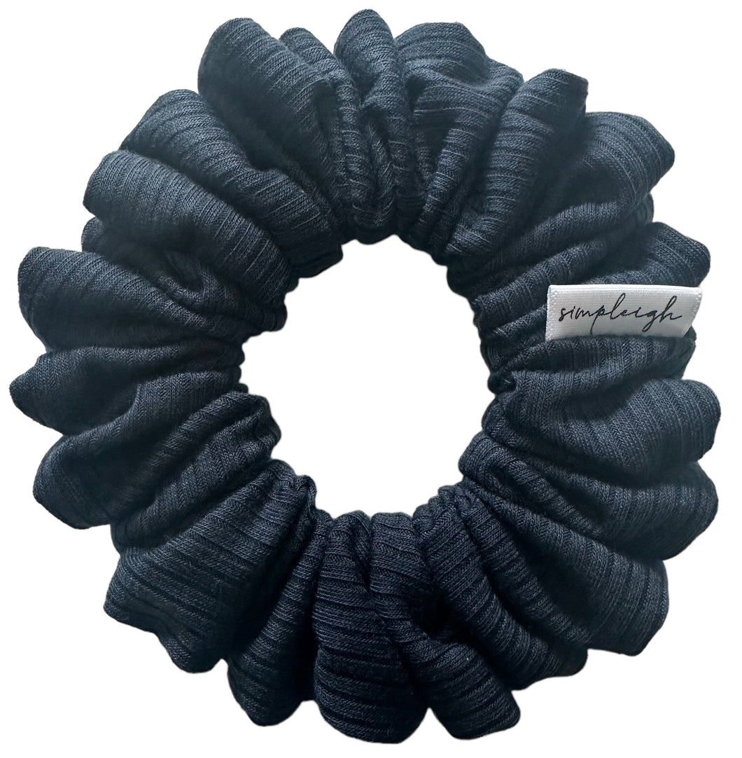 Navy Bamboo Ribbed Scrunchie - CLEARANCE