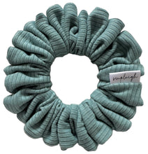 Load image into Gallery viewer, Teal Bamboo Ribbed Scrunchie
