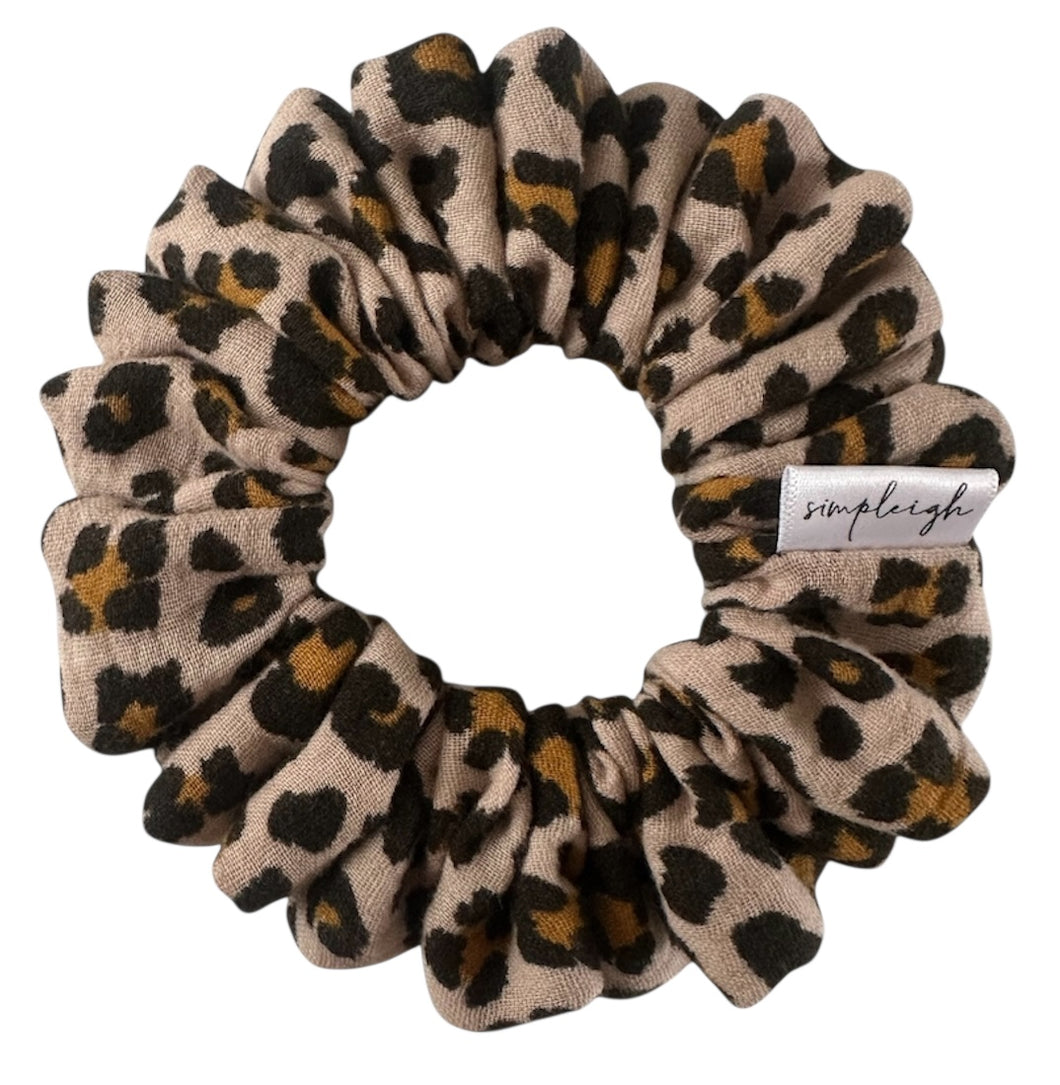 Leopard Organic Muslin Gauze Scrunchie