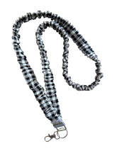 Load image into Gallery viewer, Black Gingham Scrunchie Lanyard
