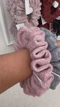 Load and play video in Gallery viewer, Rose Cashmere Cable Knit Scrunchie - CLEARANCE
