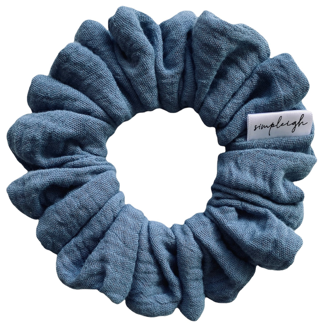 Denim Organic Muslin Scrunchie