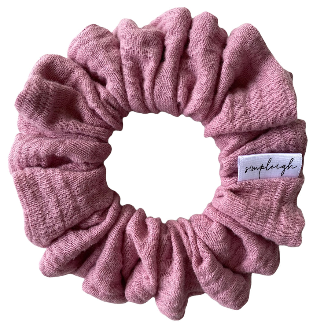 Rose Mauve Organic Muslin Scrunchie