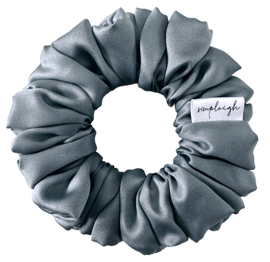 Steel Blue Satin Scrunchie