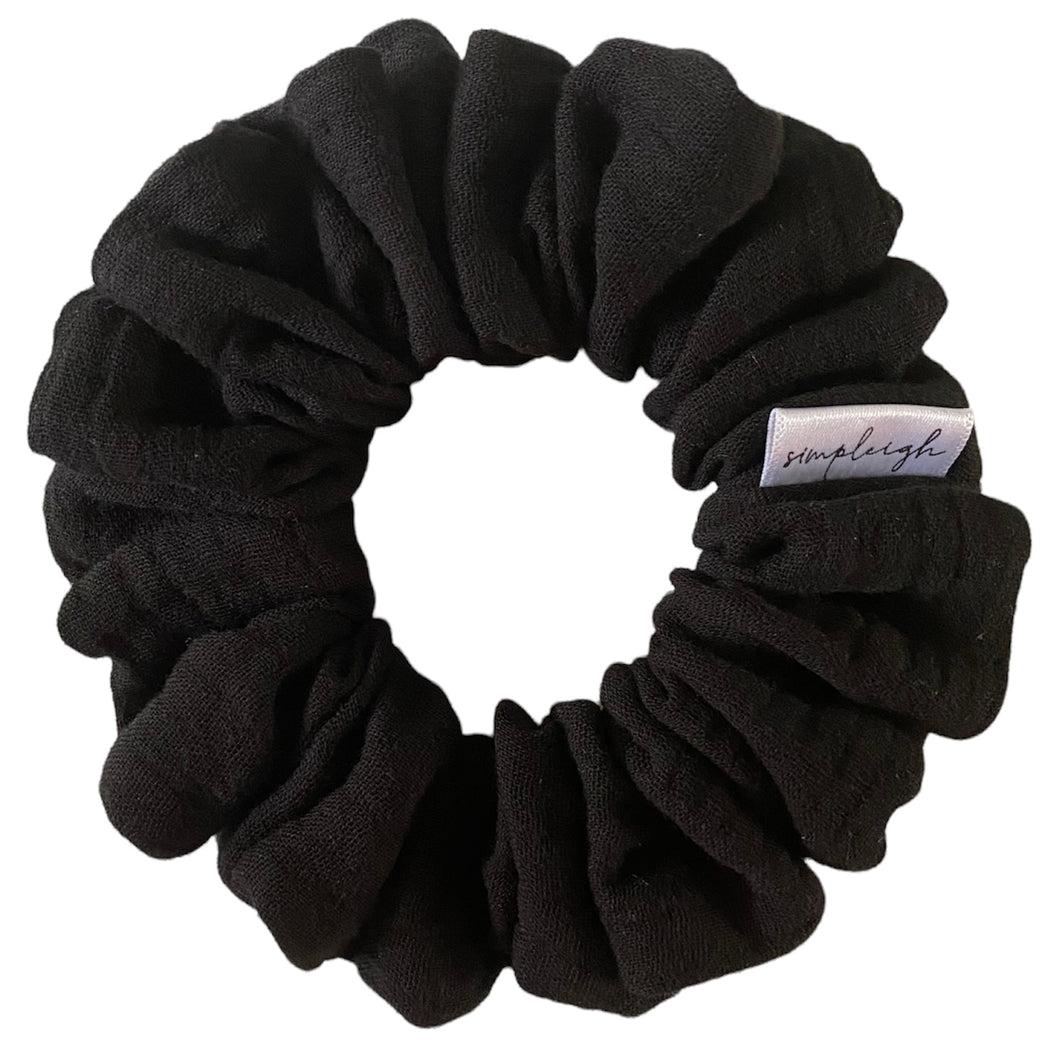 Black Organic Muslin Scrunchie