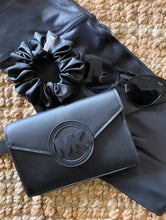 Load image into Gallery viewer, Bad-Ass Black Vegan Leather Scrunchie
