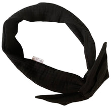 Load image into Gallery viewer, Black Organic Muslin Hair Wrap w/ Wire
