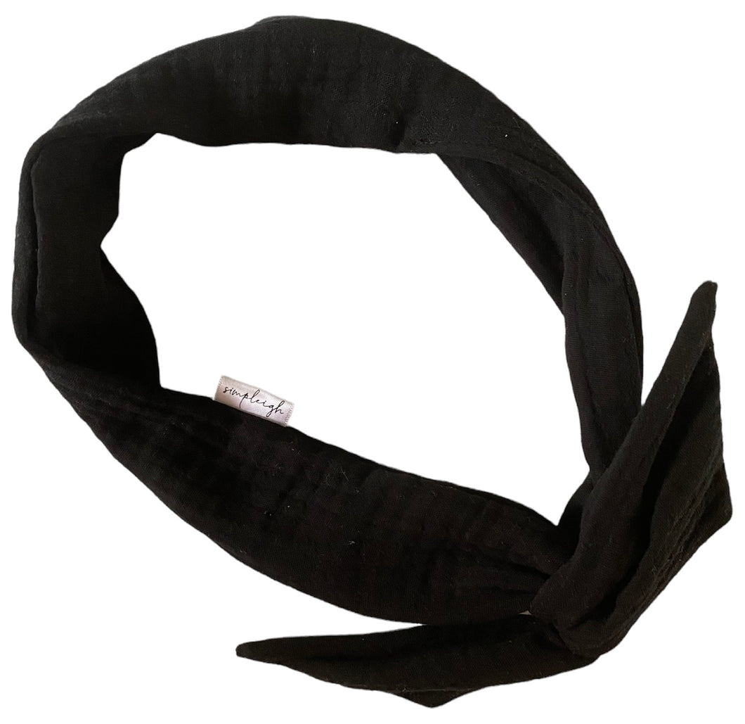 Black Organic Muslin Hair Wrap w/ Wire