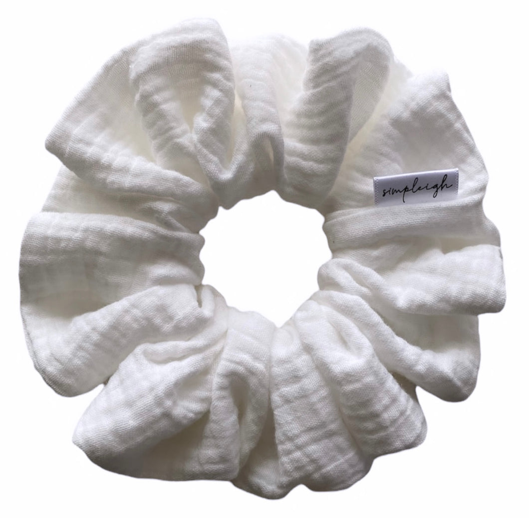 White Organic Muslin Scrunchie