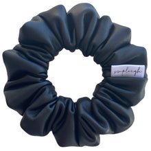 Load image into Gallery viewer, Bad-Ass Black Vegan Leather Scrunchie
