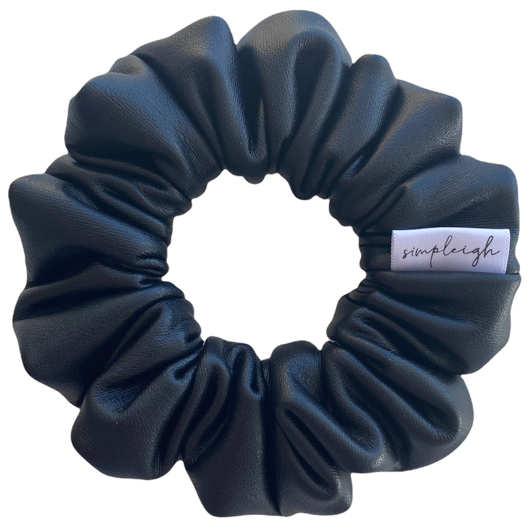 Bad-Ass Black Vegan Leather Scrunchie