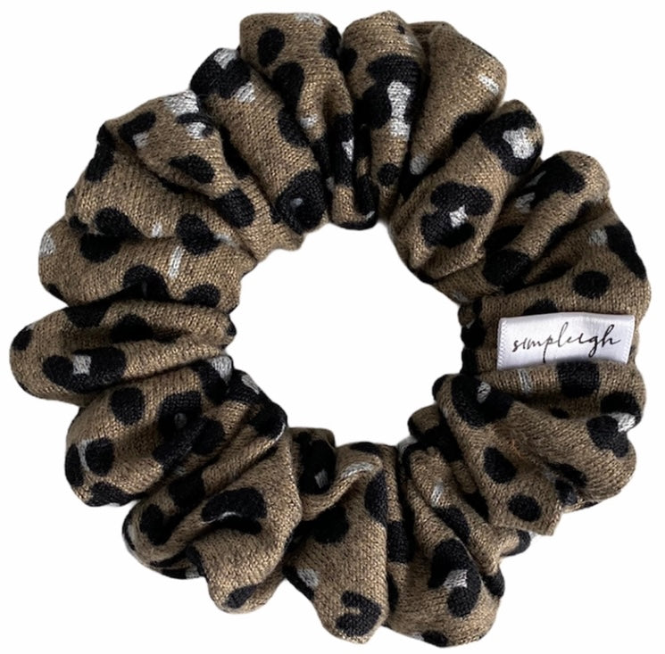 Oat Leopard Sweater Knit Scrunchie - CLEARANCE