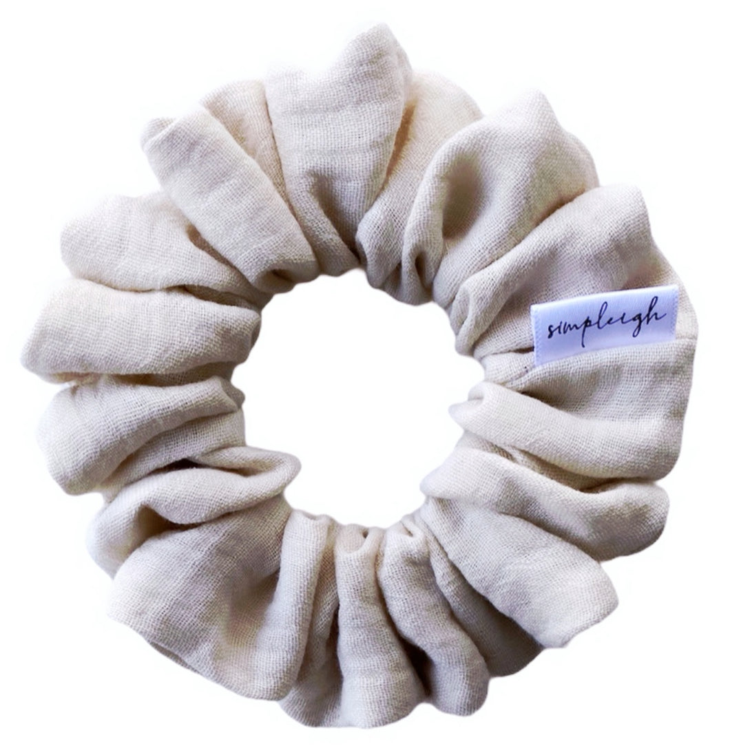 Almond Organic Muslin Scrunchie