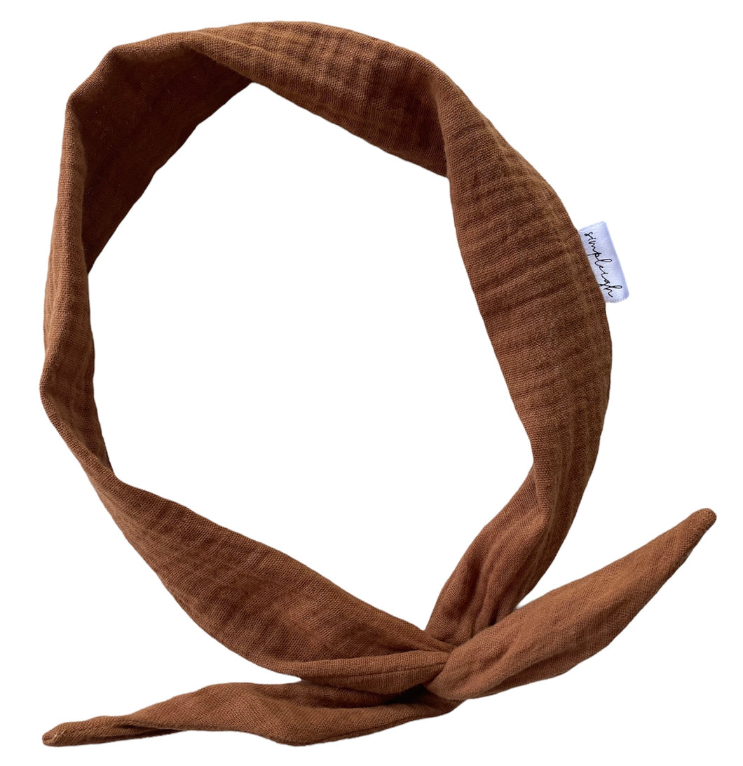 Rust Organic Muslin Hair Wrap w/ Wire