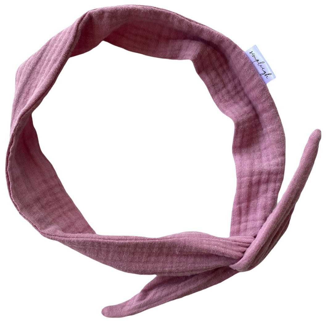 Rose Mauve Organic Muslin Hair Wrap w/ Wire