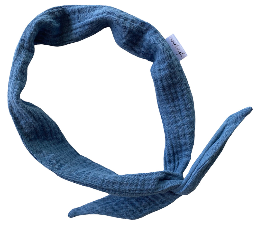 Denim Organic Muslin Hair Wrap w/ Wire