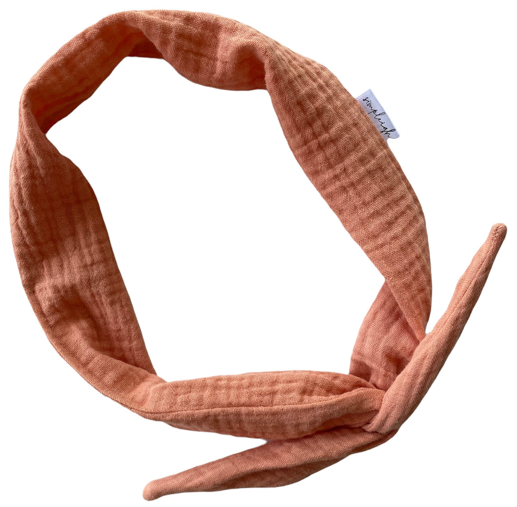 Peach Organic Muslin Hair Wrap w/ Wire