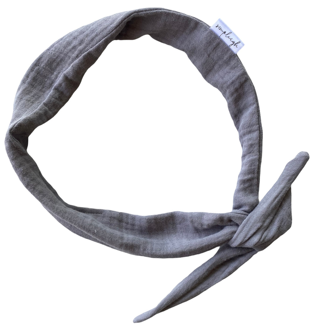 Pewter Organic Muslin Hair Wrap w/ Wire