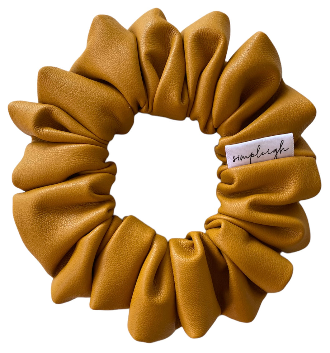 Spicy Mustard Vegan Leather Scrunchie - CLEARANCE