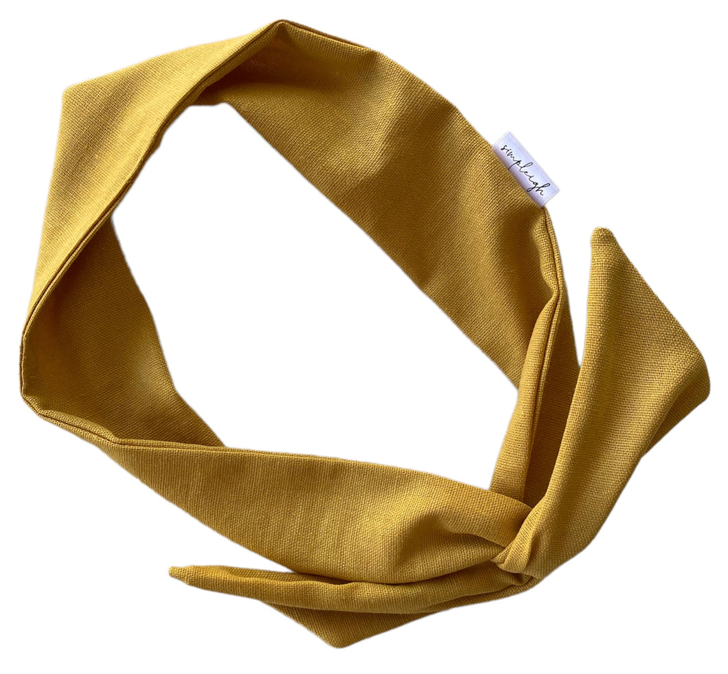 Mustard Linen Hair Wrap w/ Wire