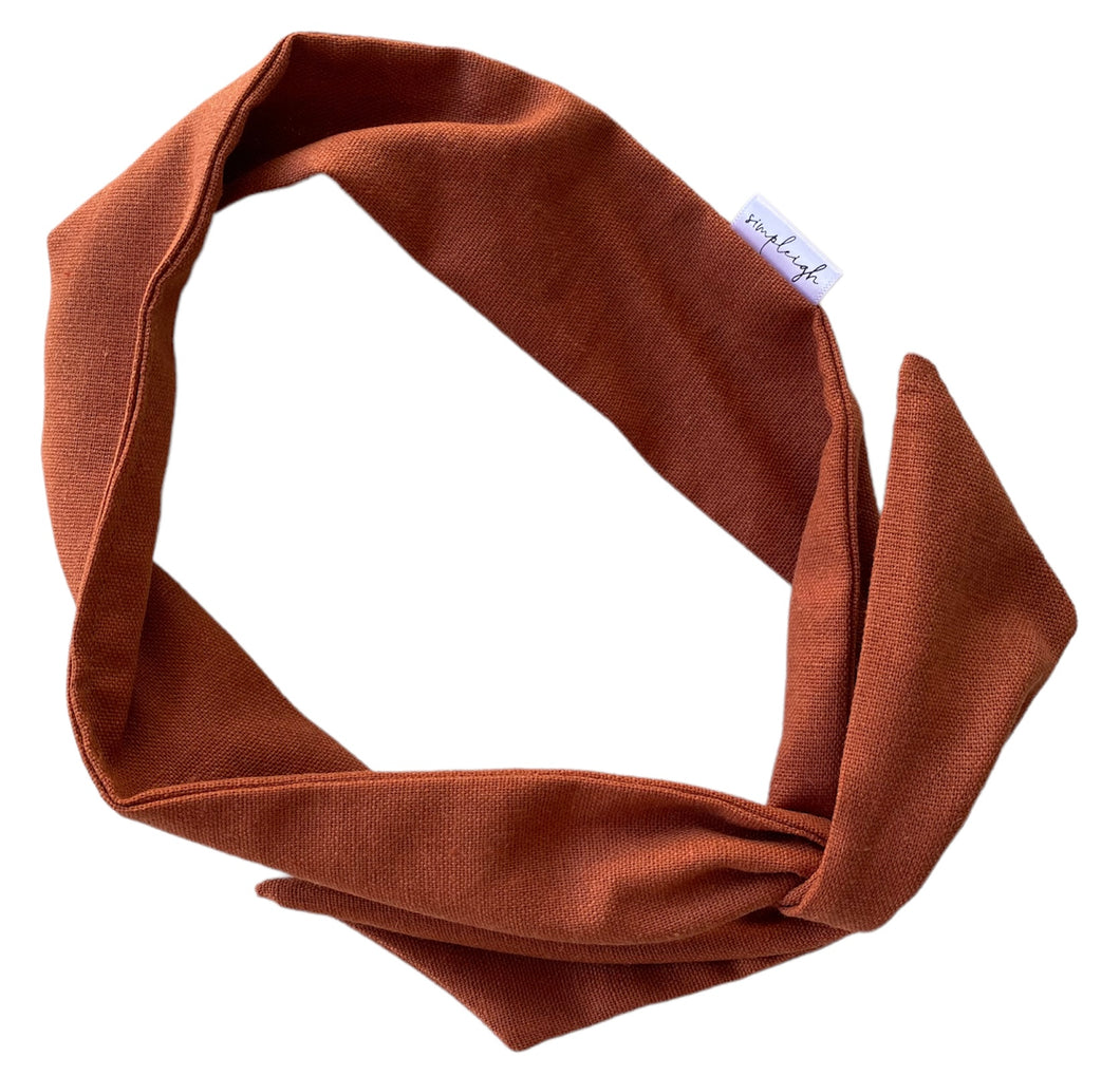 Rust Linen Hair Wrap w/ Wire