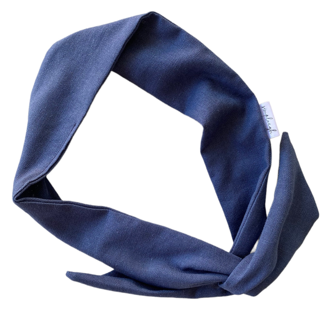 Denim Linen Hair Wrap w/ Wire