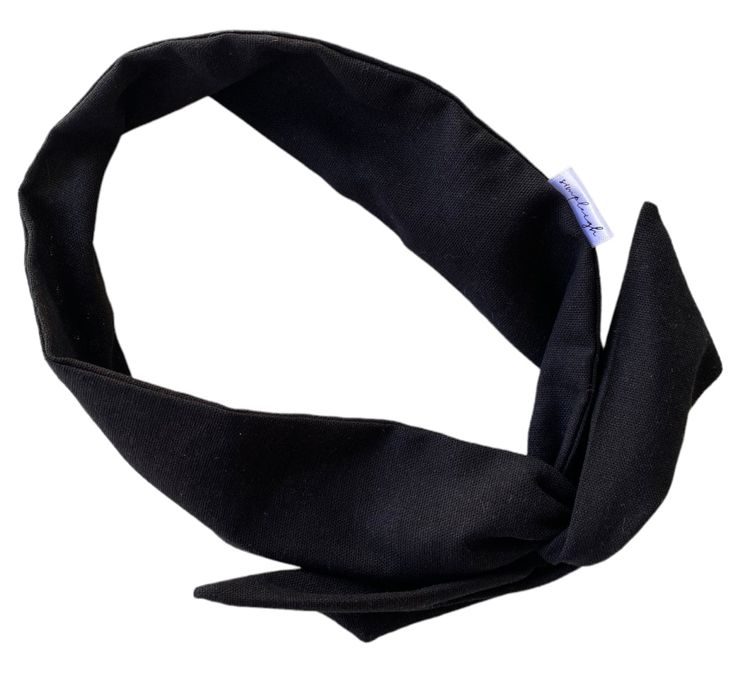 Black Linen Hair Wrap w/ Wire