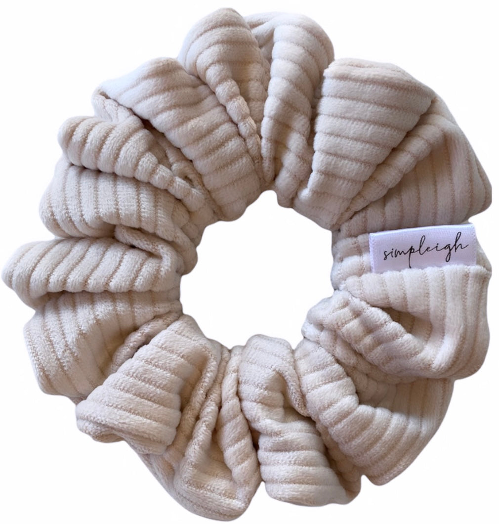 Cream Ribbed Velour Scrunchie - CLEARANCE