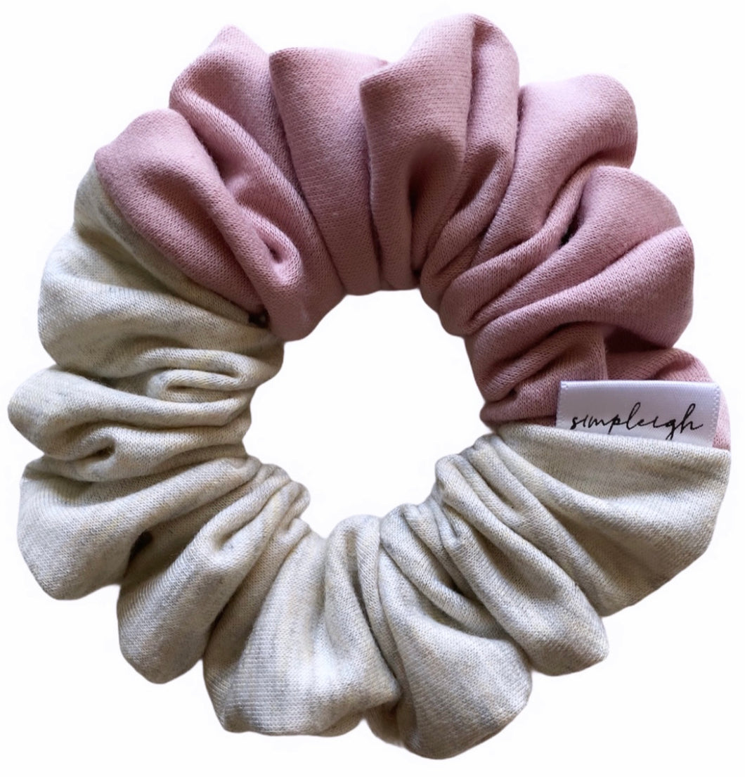 Rosewater-Pebble Grey Halfsies Scrunchie